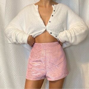 Forever 21 Pink Silver Sparkle Glitter High Rise Shorts Y2K Going Out Sz S NWT
